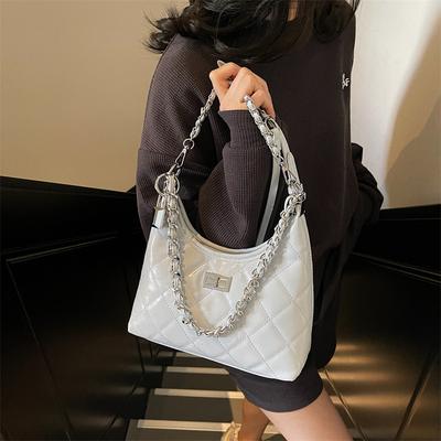 New Fashion Light Luxury Simple Solid Color Embroidery Thread Diamond Hippie Bag Shoulder Crossbody Trendy Women's Bag