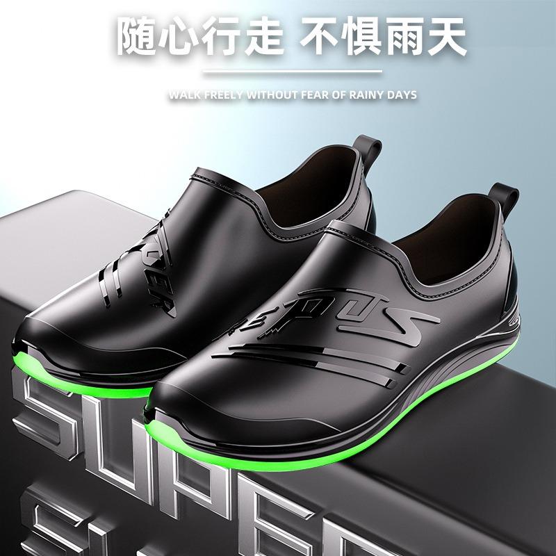 

Men s rain shoes short tube non-slip waterproof chef work water boots thick sole four seasons construction site wear-resistant kitchen thermal shoes 44