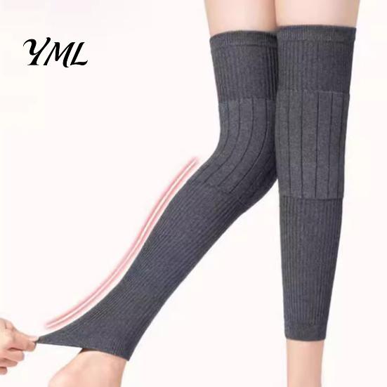 Knitted Leg Protectors 1 Pair Knit Warmers for Elderly Women, Soft Stretchy Winter Knee Thick Sleeves, Anti-slip Long Boot Socks Cold Weather Thermal