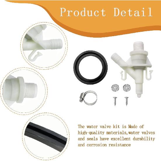 385311641 RV Toilet Water Valve And 385311658 Flush Ball Seal Replacement For Sealand Dometic 300 310 320 RV Toilets, Pedal Flush Marine Toilet