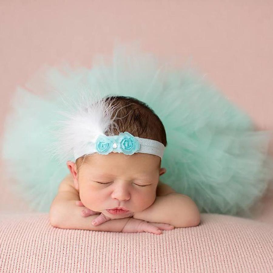 2Pcs/Set Newborn Girls Tutu Skirts For Photoshoot Cute Baby Girls Fluffy Bow Cake Skirts+Headband Sets Infant Photography Props