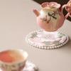 Elegant Pearls Edge Coaster Cloth Teapot Mat Butterfly Brocade Cup Mat  Tea Ceremony