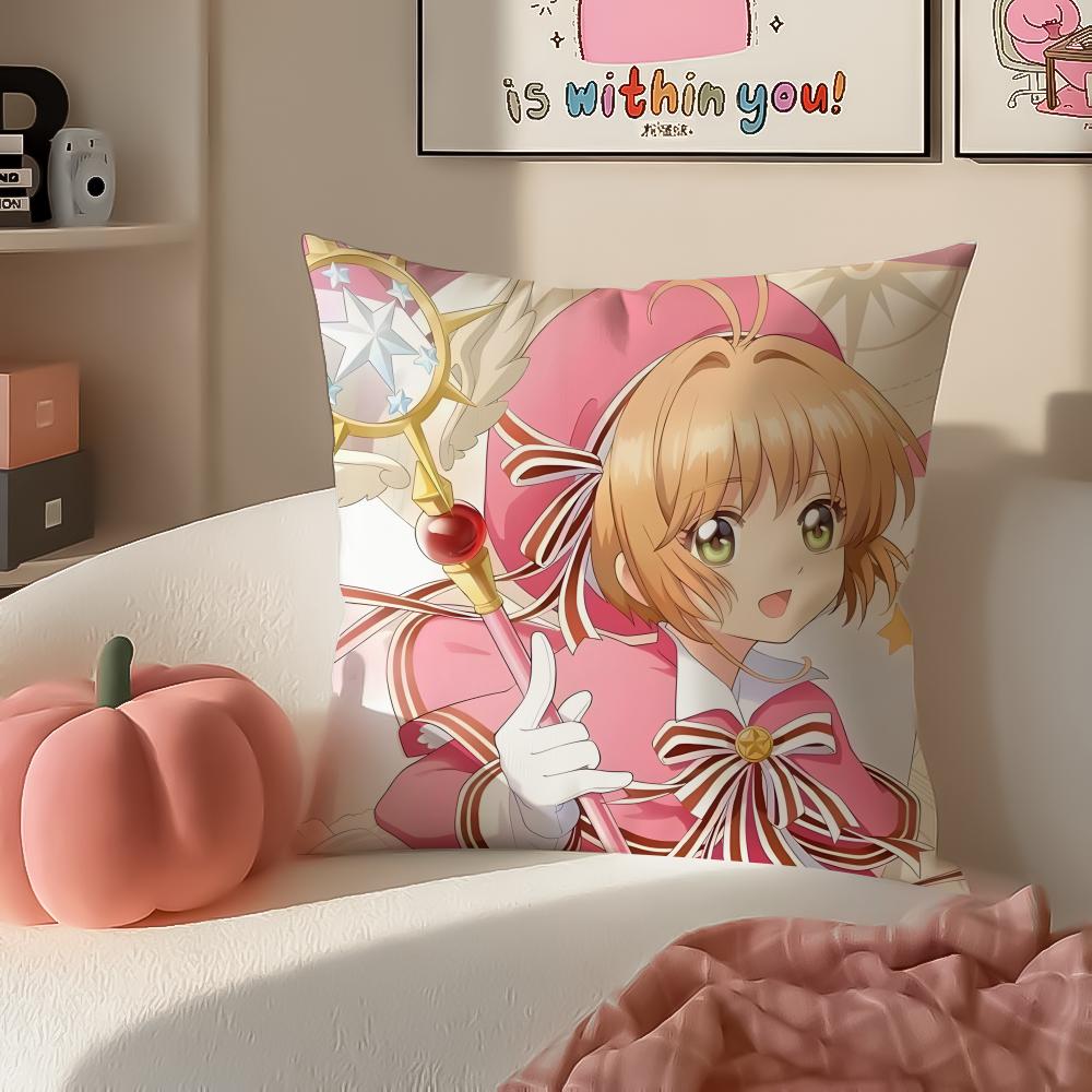 Magical Cute Japanese Anime CCardcaptor Sakura Cushion Cover Pillowcase Short Plush Invisible zipper Room Sofa Cushion Cover