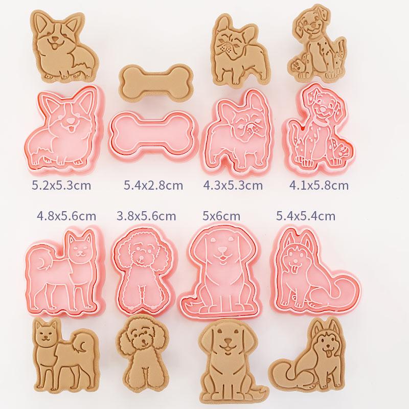 8 Pcs/set Cookie Cutters Plastic 3D Cute Cartoon Pressable Biscuit Mold Cookie Stamp Kitchen Baking Pastry Bakeware
