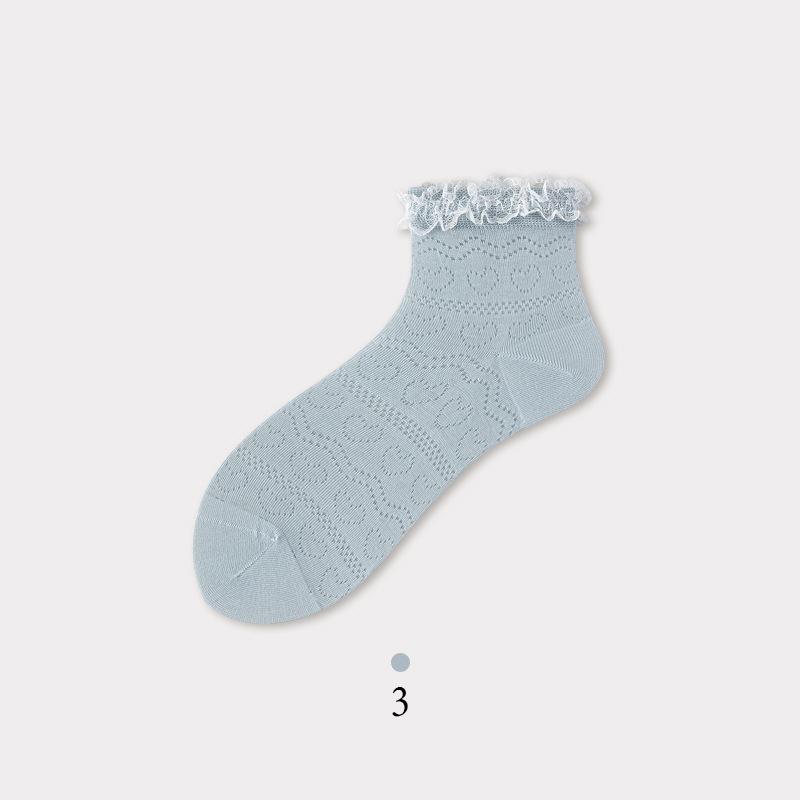 5Pairs Women's Socks Sweet Style Cute Lace Trim Short Socks Summer Thin Short Tube Ballet JK Style Socks