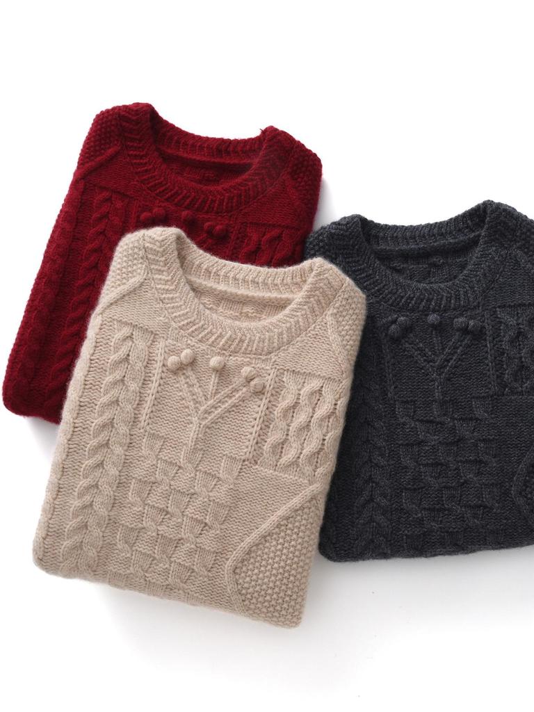 Solid Color Cable Knit Sleeveless Vest - Round Neck, Three-Needle Six-Strand Design, Perfect for Layering in Autumn and Winter