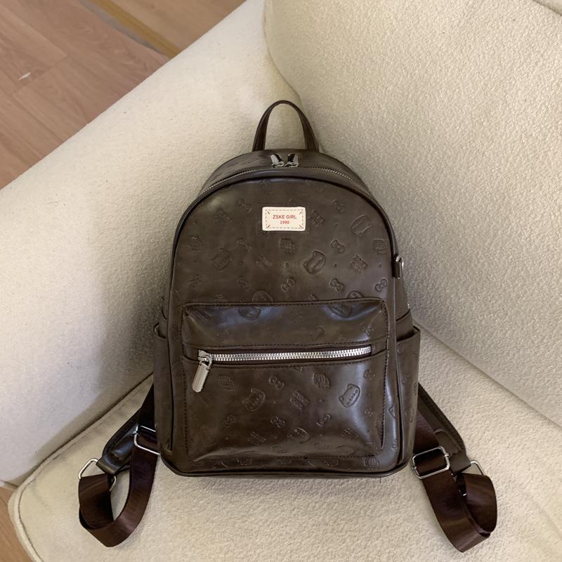 Simple Retro Embossed Backpack Bag 2025 New Autumn and Winter Fashionable Versatile Female Students Class Commuting Small Bag