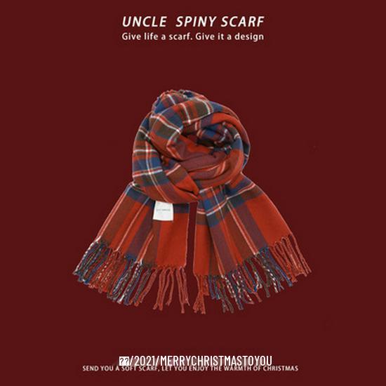 Unisex Korean Style Christmas Red Faux Cashmere Knitted Scarf & Neck Warmer