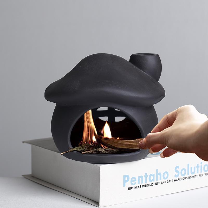 Mushroom House Ceramic Aroma Burner & Candle Holder for Palo Santo and Sage