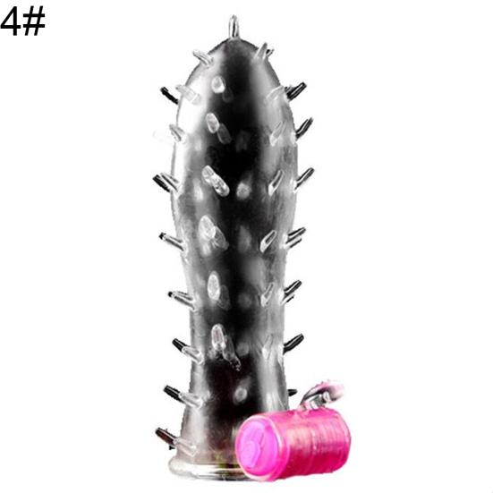 Vibrátor Mizz Zee Kondom Penis Tečkovaný závit Průhledný zámek Prodlužovací kroužek Sleeve Sex