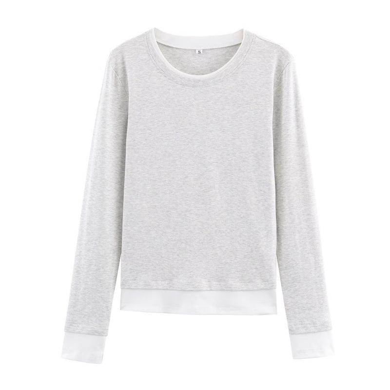 European & American Style Double-Layer Color Block Long-Sleeve T-shirt - Autumn/Winter 2025