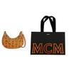 New MCM Aren Coated Canvas Crescent Bag, Shoulder Bag, Handbag Small Women's Brown & Cognac MWHCATA11CO001