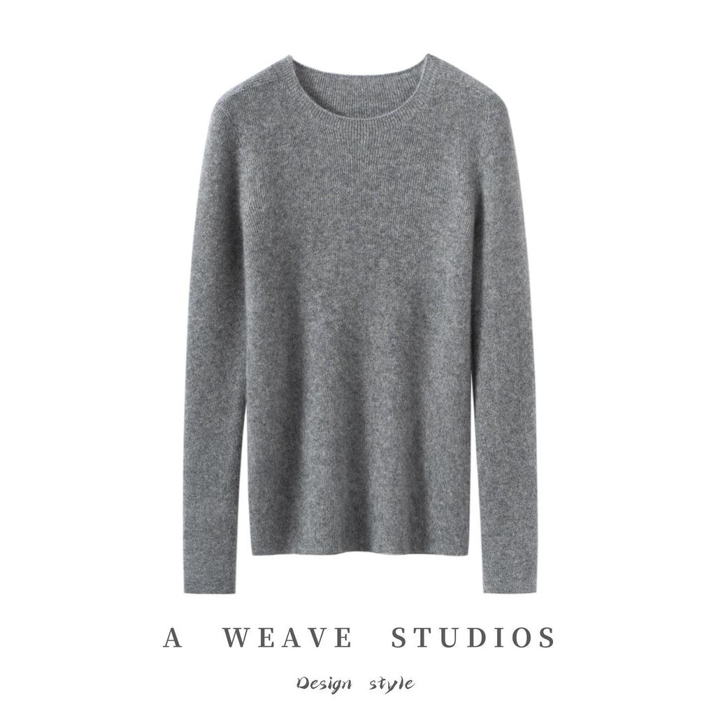 Women's Pure Cashmere Sweater, Round Neck, Loose Fit, Autumn/Winter Knitwear, Versatile Base Layer Pullover