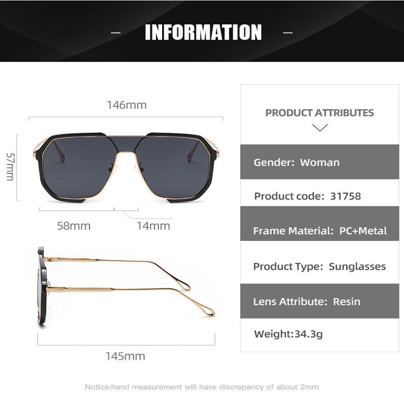 Fashion Double Beam Large Frame Polygonal Sunglasses Fashion Concave Style Sunglasses 31758