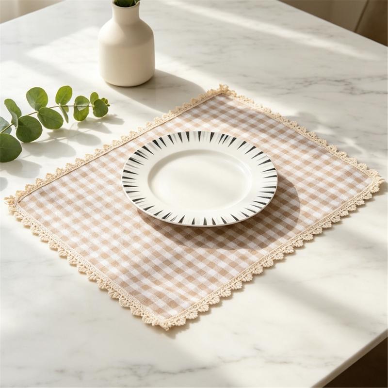 Tovaglietta Rettangolare da Pranzo, Tovaglietta da Tavola in Tessuto a Quadretti 30 X 40 Cm per Posizionamento Individuale dei Posti per i Pasti