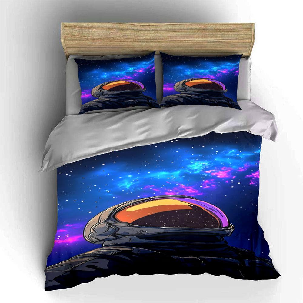 Astronaut Helmet and Galaxy. Bedding Sets Duvet Cover Sets Duvet Covers Pillowcases(1*Duvet Cover 2*Pillowcases Without Duvet Insert)