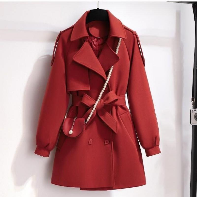 Womens Short Wool Blend Coat With Cotton Lining Slim Fit Korean Style 2025