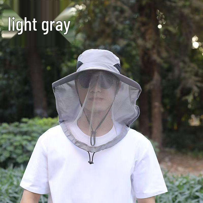 Men's Sun Protection Bucket Hat with Mosquito Mesh for Outdoor Activities
