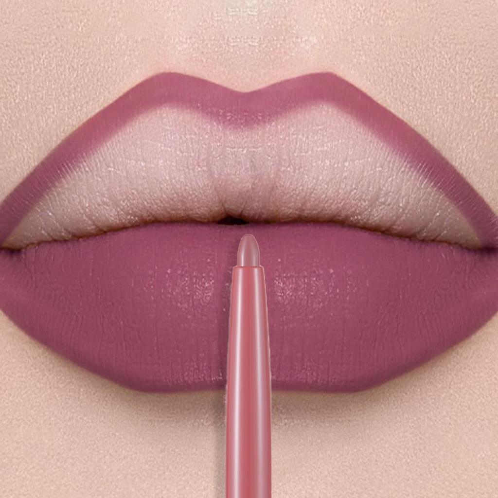 Matte Mauve Lipstick Pencil Long Lasting Waterproof Non-Stick Lipliner Crayon Velvet Lip Contour Outline Smooth Natural Makeup
