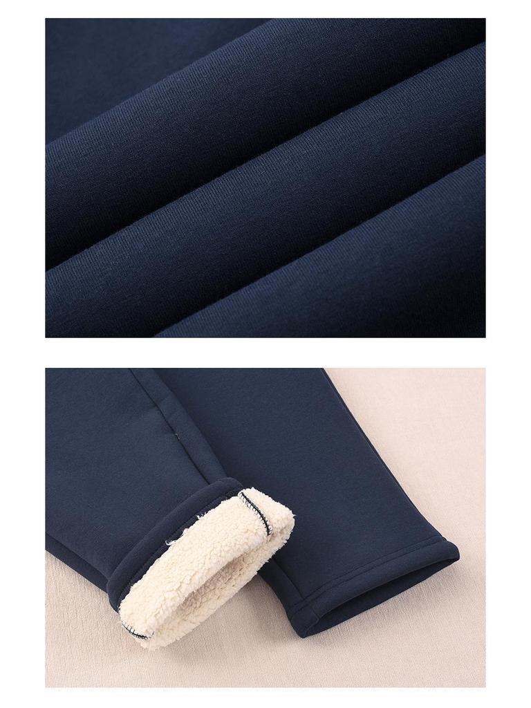 GAGN Women's Plus Size Winter Fleece-Lined High Waist Sweatpants with Zipper Pockets and Extra Long Fit.