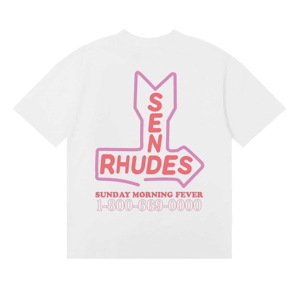 24SS cross-border European and American tide brand RHUDE micro-label letter skull print short-sleeved t-shirt men's and women's American high street