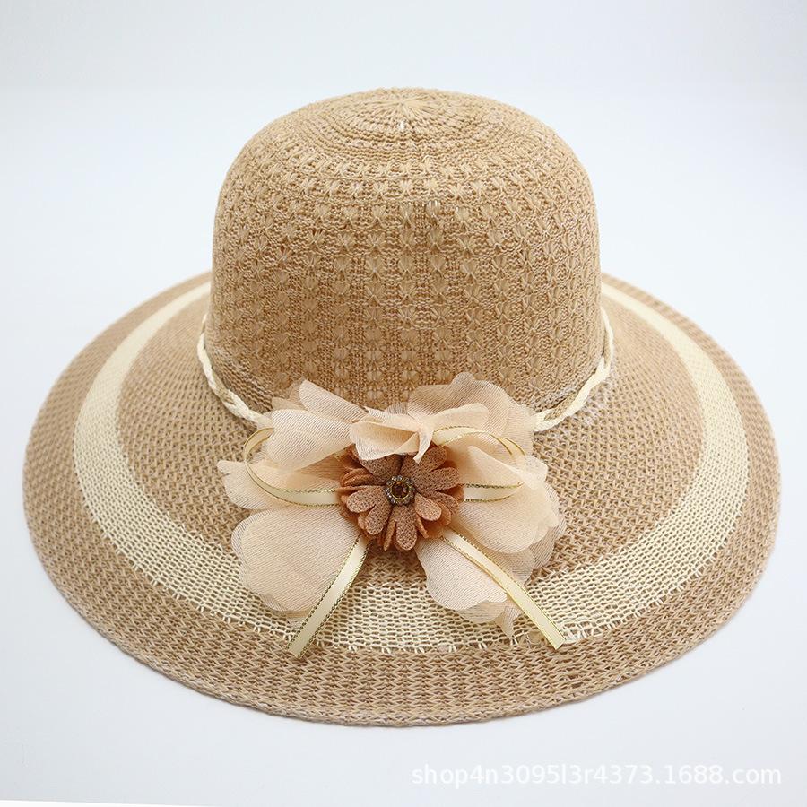Summer straw hat big brim fashionable flower sweet seaside vacation beach breathable sun protection sun hat women's