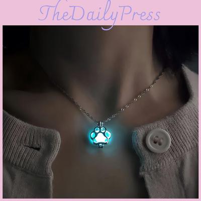 Halloween Glowinthedark Dog Paw Pendant Necklace For Women And Teens