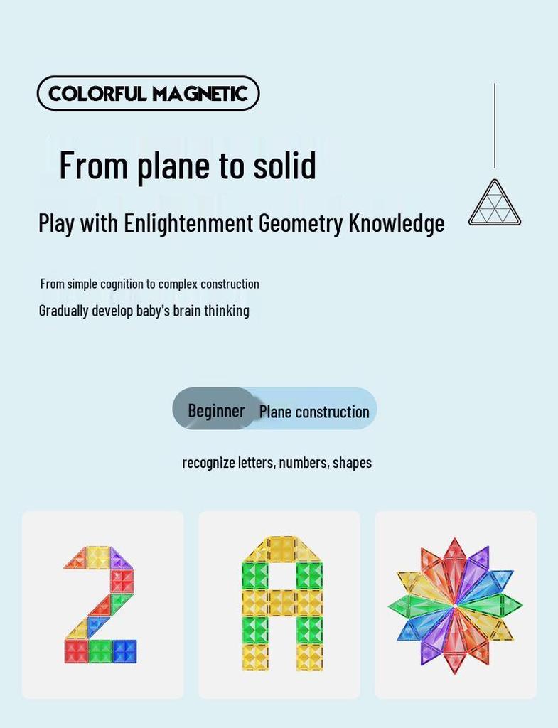 Diamond Surface Magnetic Tiles: Children's Educational Building Blocks & Jigsaw Puzzle Set
