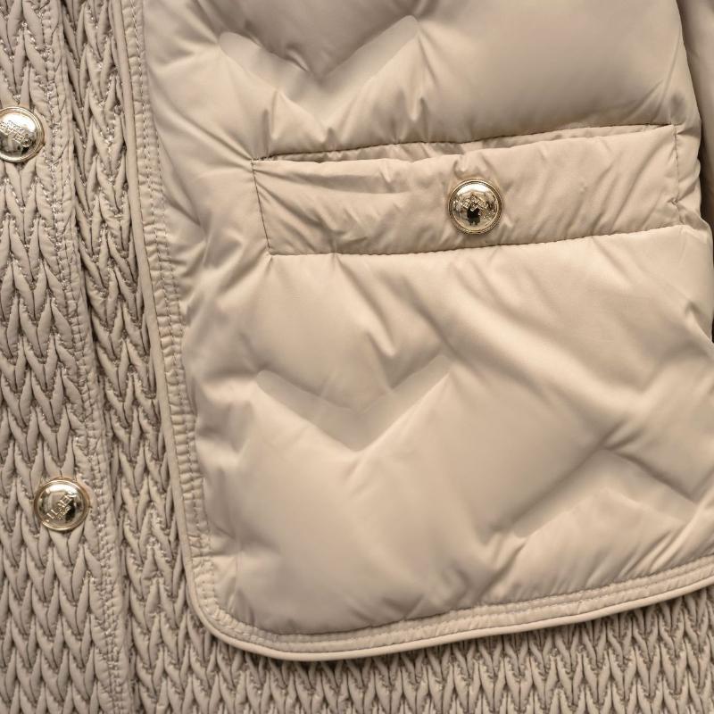 Women's Short Down Jacket - Lightweight White Duck Down Embossed Coat for Fall