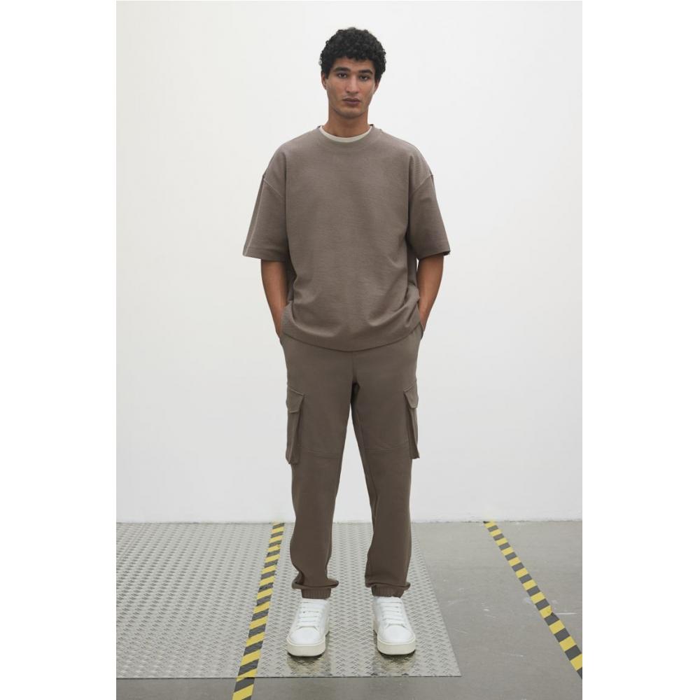 H M T sHirT Oversized fiT Dark Beige