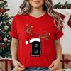 Unisexs Tshirt Christmas Alphabet Fashion Print Tshirt Short Sleeve Fashion Street Top Santa Hat Reindeer Christmas Party Top