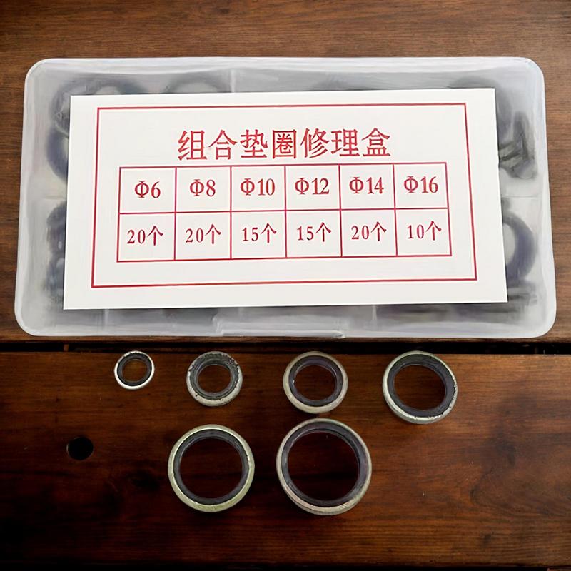 100pc Car Oil Pan Drain Gasket Kit M6/M8/10/12/14 M16 Drainage Bolt Pad Rubber Oil Drain Plug Gasket Replaceable Washer Seal Set