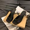 Niche black high heels bow cool slippers shoes new fashion outer wear