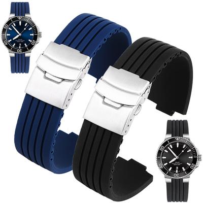 22x11mm 24x12mm bol uiteinde Siliconen Horlogeband Voor Oris Aquis 7330 7740 Horlogeband Duiken Zacht Rubber heren Polsband armband