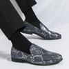 Fashion Luxury Golden Snake Skin Pattern Design Men Ventilation Comfortable Soft Flat Bottomed Round Toe Driving Leisure Loafer Shoes