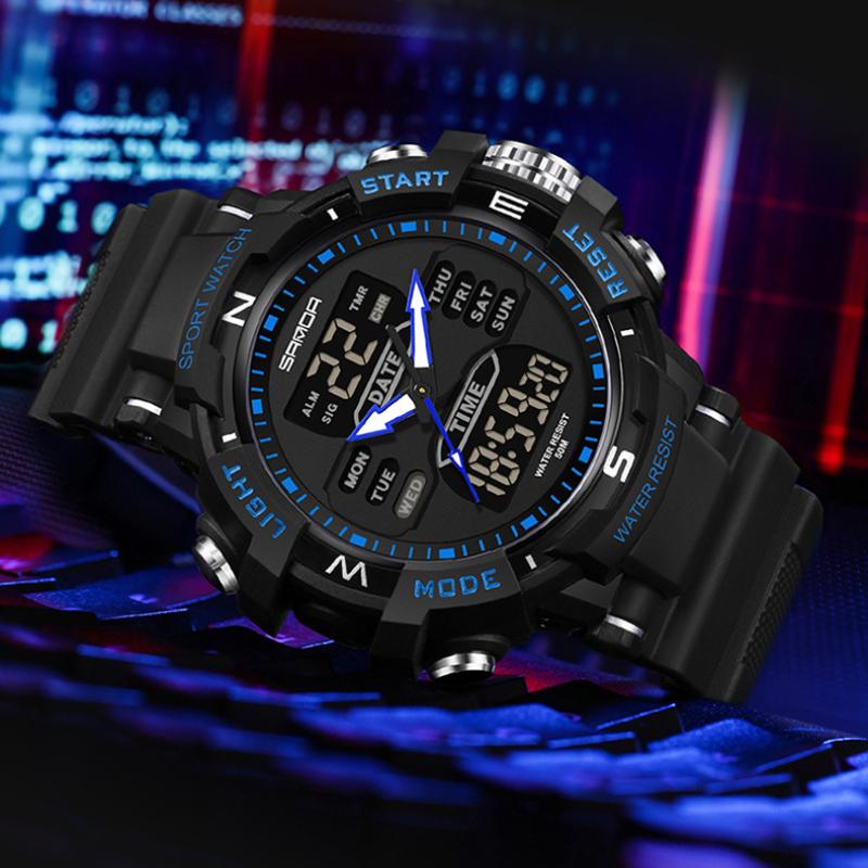 Часы SANDA Спортивные уличные Водонепроницаемые Многофункциональные Светящиеся Будильник — фото 15