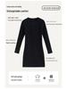 Women's Slim Fit Black Knit Dress - 2025 Autumn/Winter Long Sleeve Hip-Hugging Skirt