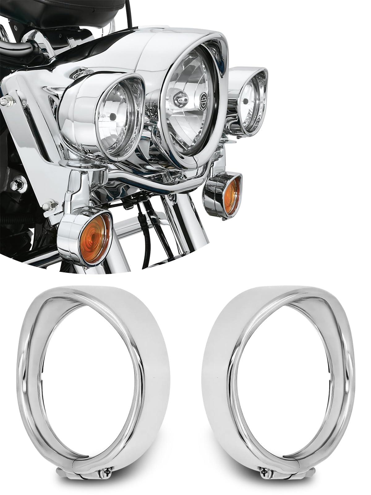 

Largoods Headlight Cover Auxiliary Trim Rings for LED Fog Easy Visor Beauty Harley XL1200X Set of 2 4.5-inch Lights, Installation, Style, Rings,