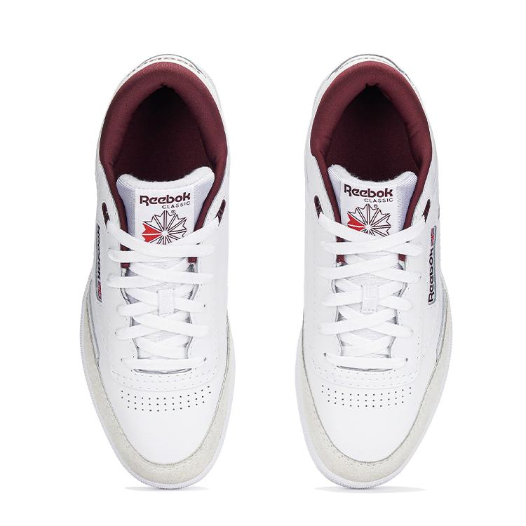 Reebok Club C Mid II Comfortable Versatile Durable Shock Absorption Low Top Sneakers Unisex Sneakers White Red 100033035