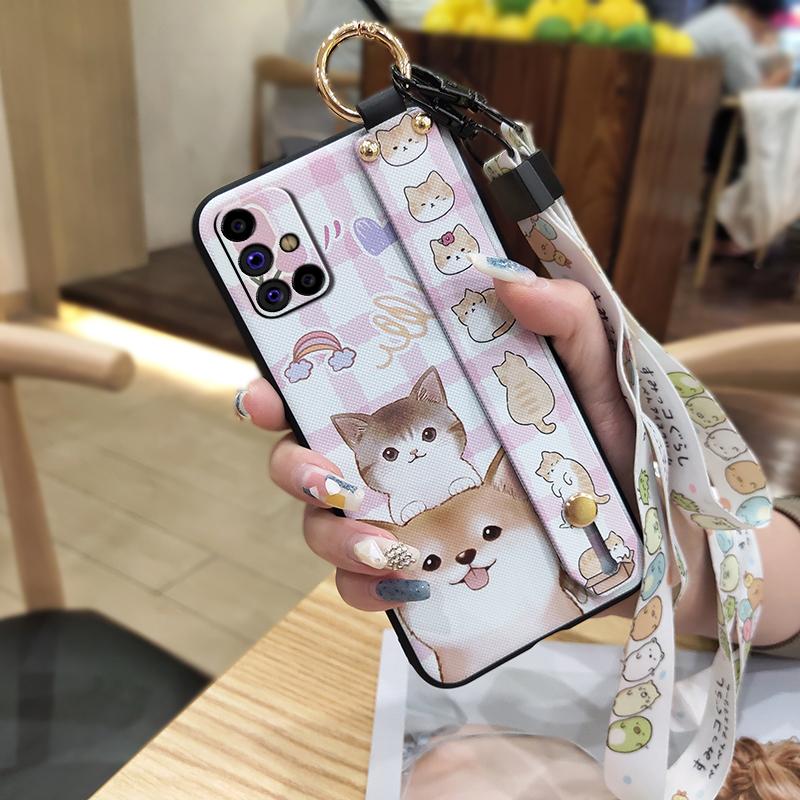 Silicone Wrist Strap Phone Case For Samsung Galaxy M31S/SM-M317F/M315F Back Cover Lanyard Durable Soft Case Protective