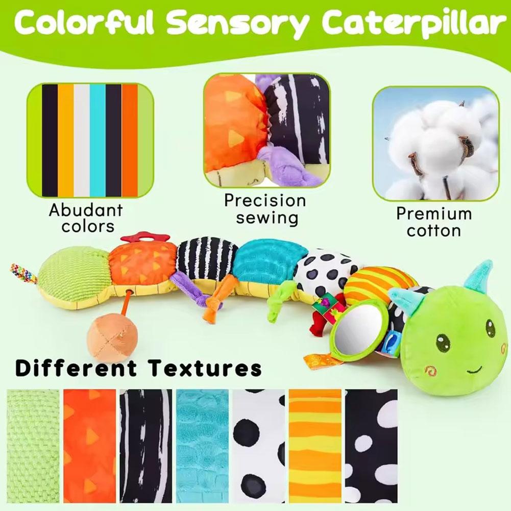 Caterpillar Musicale Morbida Peluche per Neonati Giocattoli Educativi Interattivi Sensoriali per Bambini Carini Giocattoli per il Tummy Time