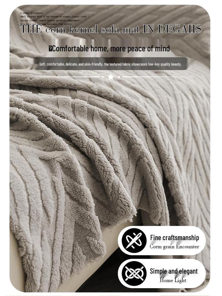 Plush Three-Seater Chaise Sofa Cover, All-Inclusive One-Piece Blanket/Cushion for Autumn/Winter