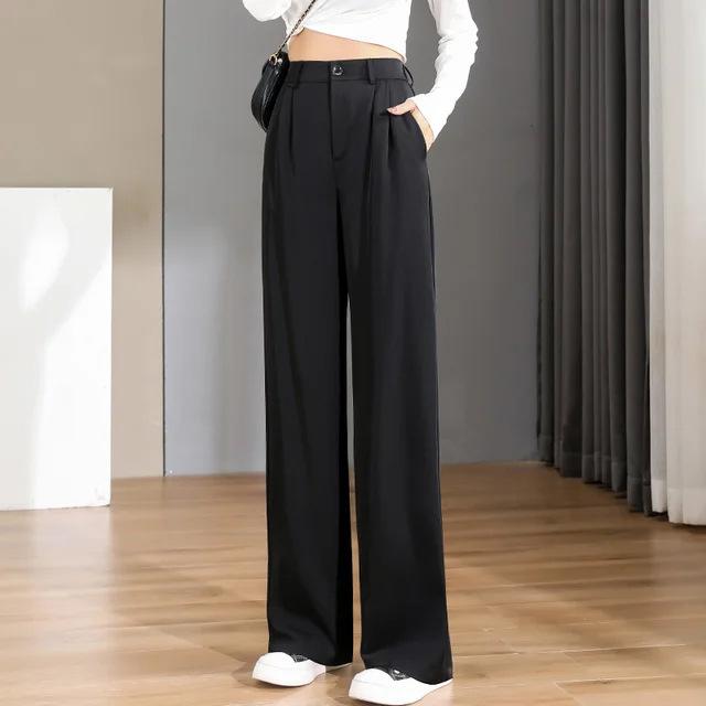 Premium casual pants women's spring and summer new straight loose solid color wide-leg trousers