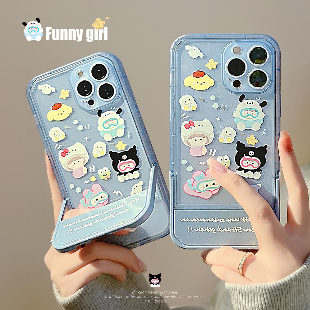 Diving Underwater World Suitable for 16 Apple 13 Promax Mobile Phone Case Iphone 12 Folding Xr Stand 11 Soft 15
