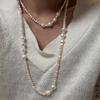 HENGSHENG 90-120cm Long Chain Necklace For Women Girls Freshwater Natural Baroque Pearls Necklace 5-9mm Vintage Sweater Chain
