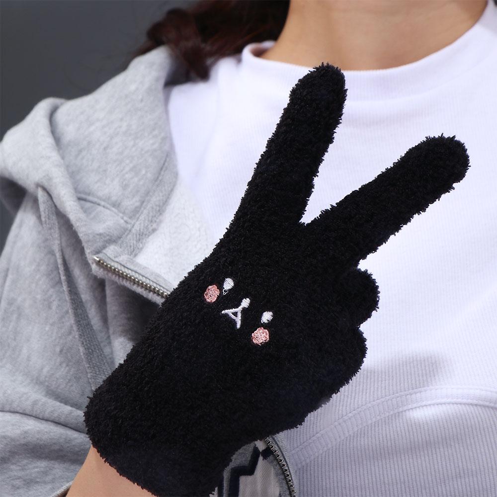 Knitted Gloves Plus Velvet Smile Female Gloves Full finger Gloves  Gloves Wool Mittens