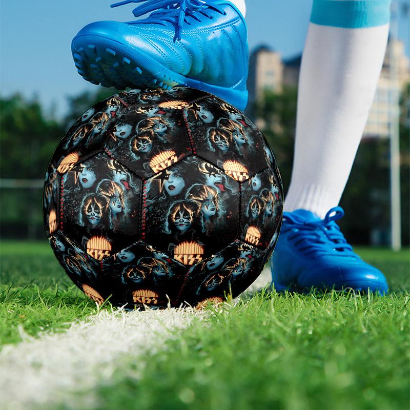 Rock and Roll Print Size 5 Soccer Ball, PU Wear Resistant Football for Match Training and Daily Practice, Birthday Gift for Soccer Fans