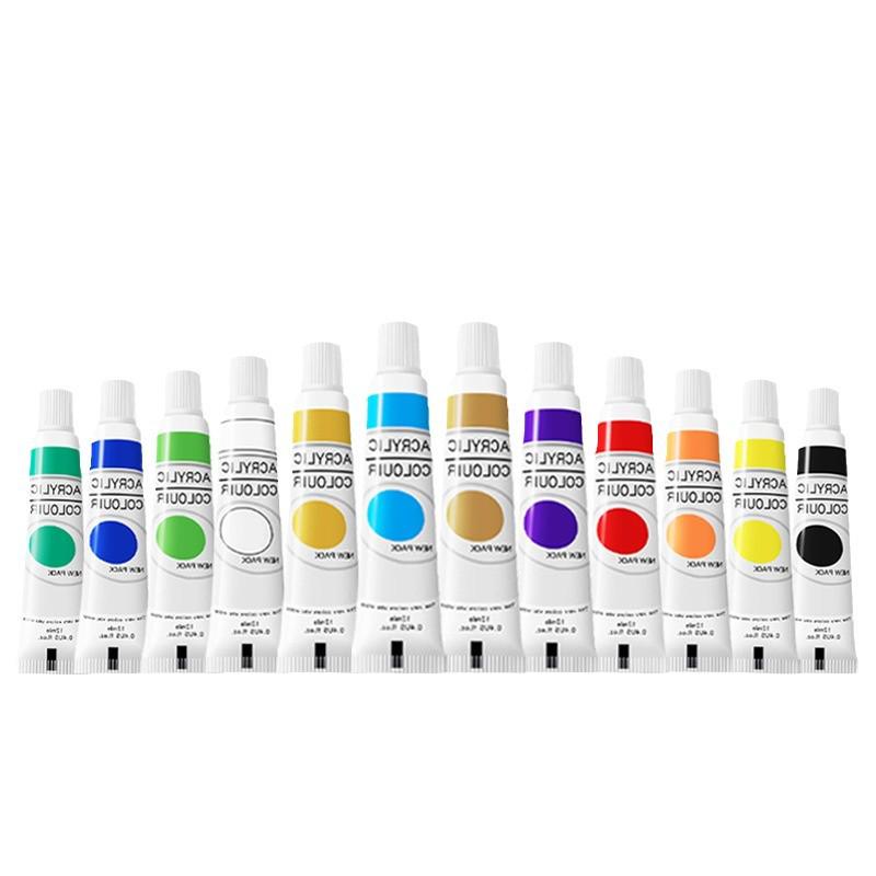 12-Color 12ml Acrylic Paint Tube for Children's DIY Hand-Painted Projects