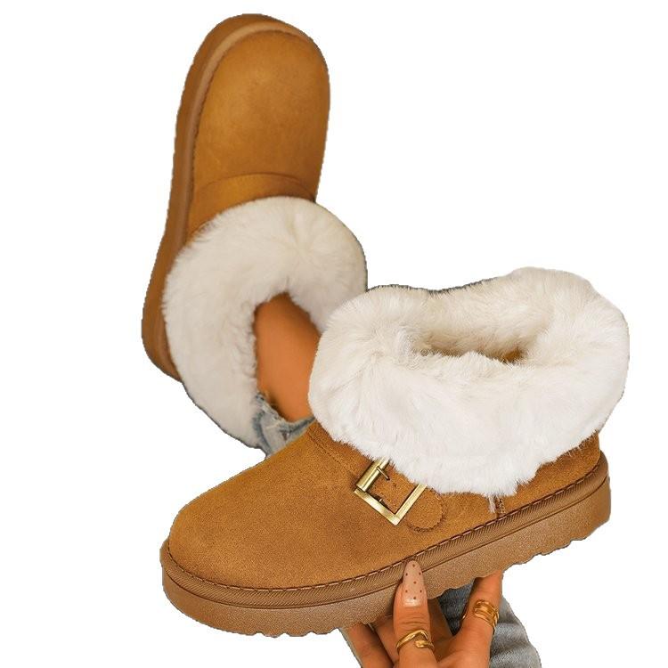 Fleece Warm Snow Boots Women's 2025 Autumn and Winter New Thickened Warm Bread Shoes Short Boots Casual Boots Women