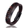 2025 Blue Stone Bracelet Genuine Blue Leather Braided Bracelet Stainless Steel Magnetic Clasp Tiger Eye Bead Bangles Men Jewelry